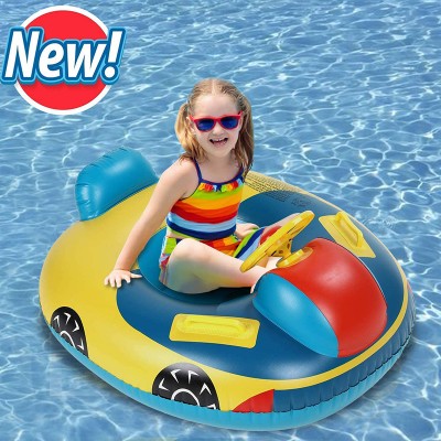 Baby Swimming Floats with Safety Seat Inflatable Kids' Swim Car for Babies Toddlers Age 6-36 Months.