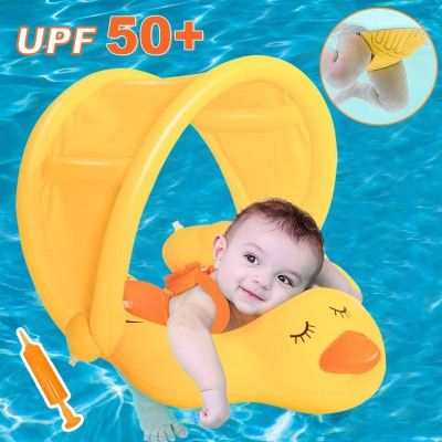 Funny Duck Infant Swim Pool Float for Toddlers Trainer Kids Swimming Pool Rings Sunshade Toy for Children of 6-30 Month