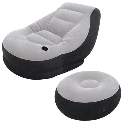 flocking inflatable lounge chair with ottoman